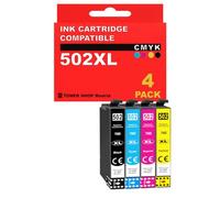 BDink Tinta Compatible con Epson 502XL C13T02W14010 C13T02V14010 C13T02W24010 C13T02V24010 C13T02W34010 (Pack 4) CMYK para Expression Home XP-5100 Capacidad Negro 550 Páginas y Color 470 Páginas