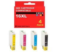 BDink Tinta Compatible con Epson T1631 T1621 T1681 16XL 16XXL T1632 T1622 T1633 T1623 T1634 T1624 CMYK (Pack 4) para Workforce WF-2010W WF-2110W Rendimiento 17 ml Negro 11.6 ml Color
