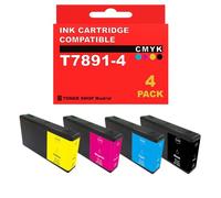 BDink Tinta Compatible con Epson T7891 T7901 T7911 T7892 T7902 T7912 T7893 T7903 T7913 T7894 T7904 T7914 (Pack 4) CMYK para Workforce Pro WF-5110DW WF-5190DW Rendimiento 65 ml Negro y 35 ml Color