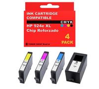 BDink Tinta Compatible con HP 924e XL CMYK (Pack 4) Chip Reforzado Reemplaza 4K0V0NE 4K0U6NE 4K0U7NE 4K0U3NE 4K0U8NE 4K0U4NE 4K0U9NE 4K0U5NE Rendimiento 1.000 Páginas Negro 800 Páginas Color