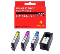 BDink Tinta Compatible con HP 924e XL CMYK (Pack 4) Reemplaza 4K0V0NE 4K0U6NE 4K0U7NE 4K0U3NE 4K0U8NE 4K0U4NE 4K0U9NE 4K0U5NE para OfficeJet Pro 8122e Rendimiento 1.000 Páginas Negro 800 Páginas Color