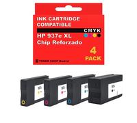 BDink Tinta Compatible con HP 937e XL CMYK (Pack 4) Chip Reforzado Reemplaza 4S6W9NE 4S6W5NE 4S6W6NE 4S6W2NE 4S6W7NE 4S6W3NE 4S6W8NE 4S6W4NE Rendimiento 2.500 Páginas Negro 1.650 Páginas Color
