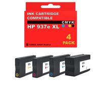 BDink Tinta Compatible con HP 937e XL CMYK (Pack 4) Reemplaza 4S6W9NE 4S6W5NE 4S6W6NE 4S6W2NE 4S6W7NE 4S6W3NE 4S6W8NE para OfficeJet Pro 9110b 9117b Rendimiento 2.500 Páginas Negro 1.650 Páginas Color