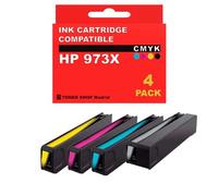 BDink Tinta Compatible con HP 973X CMYK (Pack 4) Reemplaza L0S07AE F6T81AE F6T82AE F6T83AE para MFP P57750dw P55250dw PageWide Pro 452dn 452dw Rendimiento 10.000 Páginas Negro 7.000 Páginas Color