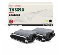 BDink Tóner Compatible Brother TN3390 Negro (Pack 2) con Chip para HL 6180DW 6180DWT DCP 8250DN MFC 8950DW 8950DWT Rendimiento 12000 páginas TN-3390