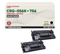 BDink Tóner Compatible Canon 056H 3008C002 T06 Negro (Pack 2) con Chip para i-SENSYS LBP 320, LBP 325x, MF 540, MF 542x, MF 543x Rendimiento 20000 páginas