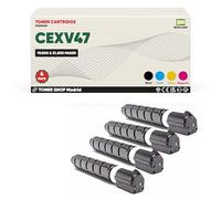 BDink Tóner Compatible Canon CEXV47 8516B002 8517B002 8518B002 8519B002 CMYK (Pack 4) con Chip para IR Advance C250iF C255i C350P C351iF C355P Rendimiento Negro 19.000 Páginas y Color 21.500 Páginas