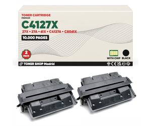 BDink Tóner Compatible con HP 27X 27A 61X C4127X C4127A C8061X Negro (Pack 2) con Chip para LaserJet 4000 4000N 4000SE 4000T 4000TN 4050 4050DN 4050N 4100 4100N 4100TN Rendimiento 10000 páginas