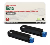 BDink Tóner Compatible con Oki B412 B432 B512 MB472 MB492 MB562 45807102 Negro (Pack 2) con Chip para B412DN B432DN B512DN MB472DNW MB492DN MB562DNW Rendimiento 6000 páginas