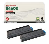 BDink Tóner Compatible con Oki B4600 43502002 Negro (Pack 2) con Chip para B4600 B4600N Rendimiento 14000 páginas