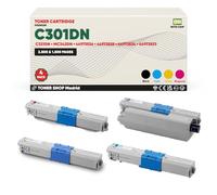 BDink Tóner Compatible con Oki C301DN C321DN MC342DN 44973536 44973535 44973534 44973533 CMYK (Pack 4) con Chip Rendimiento 2500 páginas Negro 1500 páginas Color