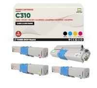 BDink Tóner Compatible con Oki C310 C510 MC351 MC361 CMYK (Pack 4) con Chip 44469803 44469706 44469705 44469704 para C300 C330 C511 C531 MC352 MC562DNW Rendimiento 3500 Negro 2000 Color