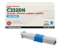 BDink Tóner Compatible con Oki C332DN MC363DN MD363DN 46508711 46508715 Cyan con Chip para C332DN C332DNW MC363DN MC363DNW MC363N MD363DN Rendimiento 3000 páginas