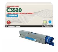 BDink Tóner Compatible con Oki C3520 C3530 MC350 MC360 43459371 Cyan con Chip para C3500 MFP C3520 C3530 C3540 Rendimiento 2000 páginas
