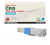BDink Tóner Compatible con Oki C510 C530 MC561 MC562 44469724 Cyan con Chip para C510 C510DN C511DN C530 C530DN C531DN MC561DN MC562DN MC562DNW Rendimiento 5000 páginas