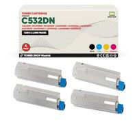 BDink Tóner Compatible con Oki C532DN C542DN MC563DN MC573DN Pack 4 CMYK con Chip 46490608 46490607 46490606 46490605 para C532DN C542DN MC573DN Rendimiento 7000 Páginas Negro 6000 Páginas Color