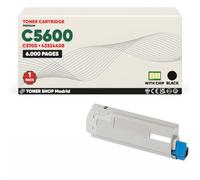 BDink Tóner Compatible con Oki C5600 C5700 43324408 Negro con Chip para C5600DN C5600N C5700DN C5700N Rendimiento 6000 Páginas