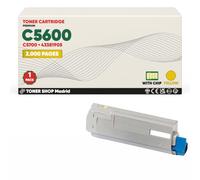 BDink Tóner Compatible con Oki C5600 C5700 43381905 Amarillo con Chip para C5600DN C5600N C5700DN C5700N Rendimiento 2000 Páginas