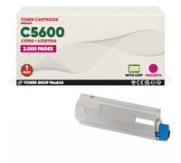 BDink Tóner Compatible con Oki C5600 C5700 43381906 Magenta con Chip para C5600DN C5600N C5700DN C5700N Rendimiento 2000 Páginas