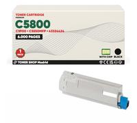 BDink Tóner Compatible con Oki C5800 C5900 C5550MFP 43324424 Negro con Chip para C5800DN C5800N C5900CDTN C5900DN C5900DTN C5900N Rendimiento 6000 páginas