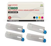 BDink Tóner Compatible con Oki C5800 C5900 C5550MFP (Pack 4) CMYK con Chip 43324424 43324423 43324422 43324421 para C5800DN C5800N C5900DN C5900N Rendimiento Negro 6000 Color 5000 Páginas
