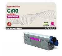 BDink Tóner Compatible con Oki C610 44315306 Magenta con Chip para C610 C610DN C610DTN C610N Rendimiento 6000 páginas