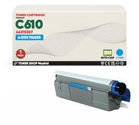 BDink Tóner Compatible con Oki C610 44315307 Cyan con Chip para C610 C610DN C610DTN C610N Rendimiento 6000 páginas