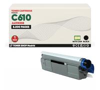 BDink Tóner Compatible con Oki C610 44315308 Negro con Chip para C610 C610DN C610DTN C610N Rendimiento 8000 páginas