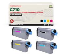 BDink Tóner Compatible con Oki C710 C711 Pack 4 CMYK con Chip 44318608 44318607 44318606 44318605 para C711CDTN C711DM C711DN C711DTN C711N C711WT Rendimiento 11000 Negro 11500 Color