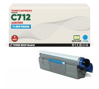 BDink Tóner Compatible con Oki C712 46507615 Cyan con Chip para C712DN C712N Rendimiento 11500 páginas