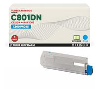 BDink Tóner Compatible con Oki C801DN C801N C821DN C821N 44643003 Cyan con Chip Rendimiento 7300 páginas