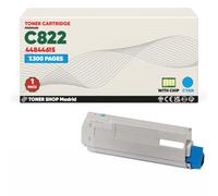 BDink Tóner Compatible con Oki C822 44844615 Cyan con Chip para C822 C822DN C822N Rendimiento 7300 páginas