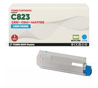 BDink Tóner Compatible con Oki C823 C833 C843 46471103 Cyan con Chip para C823DN C823N C833DN C833DT C833N C843DN Rendimiento 7000 páginas