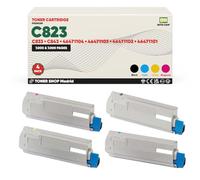 BDink Tóner Compatible con Oki C823 C833 C843 (Pack 4) CMYK con Chip 46471104 46471103 46471102 46471101 para C823DN C823N C833DN C833DT C843DN Rendimiento Negro 7000 Páginas y Color 7000 Páginas