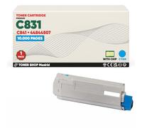 BDink Tóner Compatible con Oki C831 C841 44844507 Cyan con Chip para C831CDTN C831DN C831N C841CDTN C841DN C841N Rendimiento 10000 páginas