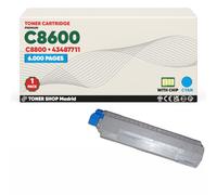 BDink Tóner Compatible con Oki C8600 C8800 43487711 Cyan con Chip para C8600CDTN C8600DN C8600N C8800CDTN C8800DN C8800HN C8800N Rendimiento 6000 páginas