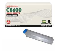 BDink Tóner Compatible con Oki C8600 C8800 43487712 Negro con Chip para C8600CDTN C8600DN C8600N C8800CDTN C8800DN C8800HN C8800N Rendimiento 6000 páginas