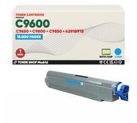 BDink Tóner Compatible con Oki C9600 C9650 C9800 C9850 42918915 Cyan con Chip para C9600DN C9600HDN C9600HDTN C9600HN C9650DN C9650HDN C9800HDN C9850 MFP Rendimiento 15000 páginas