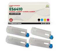 BDink Tóner Compatible con Oki Executive ES6410 (Pack 4) CMYK con Chip 44315320 44315319 44315318 44315317 para ES6410 ES6410DN Rendimiento Negro 8000 y Color 6000 Páginas
