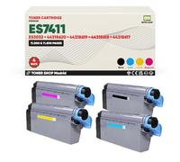BDink Tóner Compatible con Oki Executive ES7411 ES3032 (Pack 4) CMYK con Chip 44318620 44318619 44318618 44318617 para ES3032 ES7411 ES7411wt Rendimiento Negro 11000 y Color 11500 Páginas