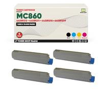 BDink Tóner Compatible con Oki MC860 (Pack 4) CMYK con Chip 44059212 44059211 44059210 44059209 para MC860 MC860CDXN MC860DN Rendimiento Negro 9500 y Color 10000 Páginas