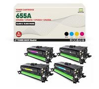 BDink Tóner Compatible HP 655A CF450A CF451A CF452A CF453A Negro (Pack 4) con Chip para Color LaserJet Enterprise Flow M681z M682z M652dn M652n Rendimiento 12500 páginas Negro y 10500 páginas Color