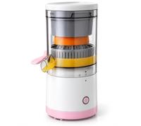 BDIT Accesorios Exprimidor Eléctrico Portátil 500 ml, Exprimidor Automático Recargable USB con Botón de Inicio para Naranjas, Limones, Mandarinas y Cítricos, Blanco y Rosa