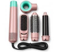 BDIT - Accesorios para peinar el cabello con 4 cabezales intercambiables, cepillo plano, cepillo ovalado y accesorio cilíndrico, diseño rosa con cable