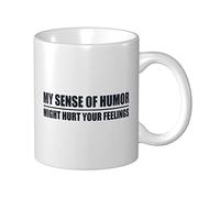 BDIX Divertidas tazas de café con texto en inglés "Warning My Sense Of Humor Might Hurt Your Feelings!", tazas de café, taza de café humorística
