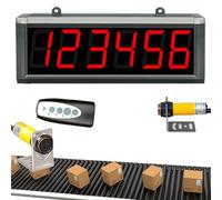 BDJSN Contador Digital De Doble Sonda De 6 Dígitos, Pantalla LED De 0 a 999999 con Control Remoto, Distancia De Detección del Sensor De 5 M, para Cintas Transportadoras Y Líneas De Producción