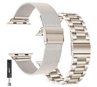 BDJXCUSA Paquete de 2 correas para Apple Watch para mujeres y hombres, correa de metal Starlight para Apple Watch Series 10 de 46 mm, malla de acero inoxidable de repuesto para iWatch 9, 8, 7, 6, 5, 4