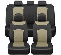 BDK CarXS Turismo - Juego Completo de Fundas de Asiento Delantero de Dos Tonos Beige con Funda de Asiento Trasero Dividido, Fundas de Asiento automotriz para Camiones, SUV, Furgonetas