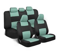 BDK PolyPro - Juego Completo de Fundas de Asiento de Coche, Color Menta sobre Negro, protección de Banco Dividido Delantero y Trasero, fácil de Instalar con Acento de Dos Tonos, Ajuste Universal para