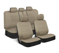 BDK PolyPro - Juego Completo de Fundas de Asiento de Coche en Color Beige sólido, Fundas de Asiento Delantero y Trasero Dividido para Coches, fácil de Instalar, Accesorios de Coche para automóviles,